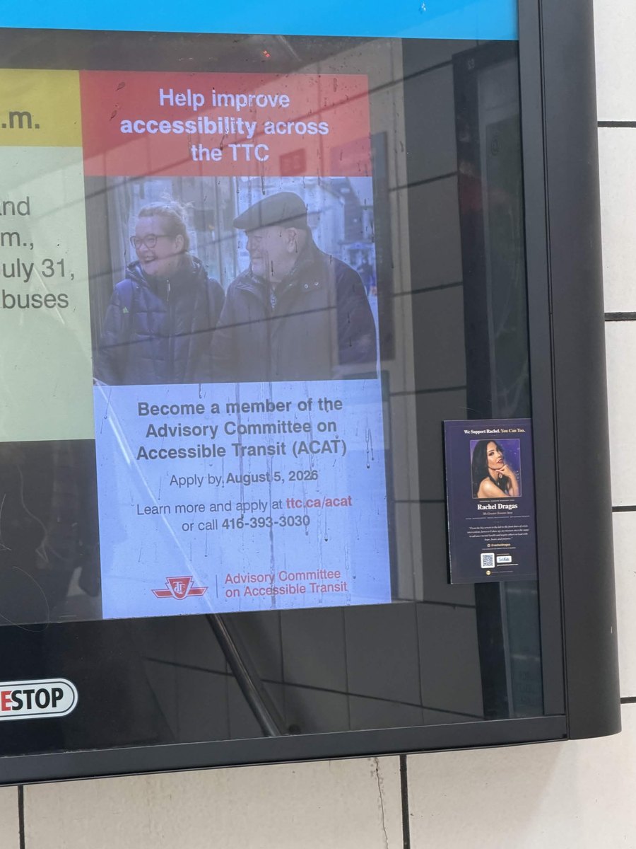 Supporter card on a TTC shelter panel near Bay station, Toronto